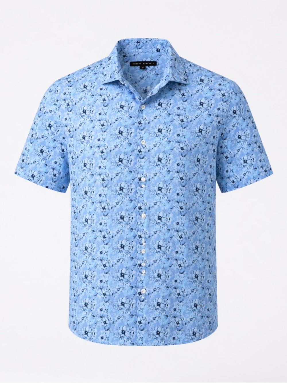 Robert Barakett Mens XL Blue Floral Camp Collar Cotton Resort Shirt